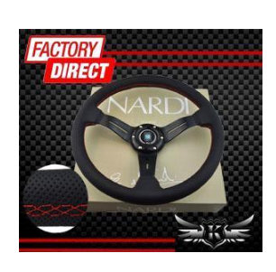 350mm赛车方向盘 汽车**方向盘 黑色打孔皮 Nardi改装方向盘图2