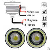 汽车LED雾灯双色雾灯高亮前雾灯灯泡常亮白光COB光圈白光蓝光红光