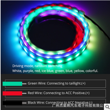 杰星晖超薄汽车流水转向灯1.5米改装七彩led流光后备箱装饰灯尾灯图3