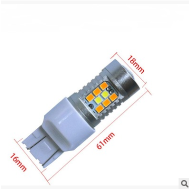 汽车led双色刹车灯T20 1157 3030 28SMD双色 白+黄 行车灯图1