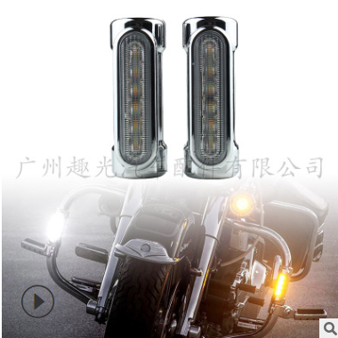 1.3寸护杆灯 哈雷摩托车LED护杠灯 白色日行 黄色转向铝体管夹灯图2