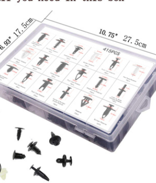 415PCS盒装卡扣海外跨境专供 汽车卡扣盒装套装415盒装塑料紧固件图3
