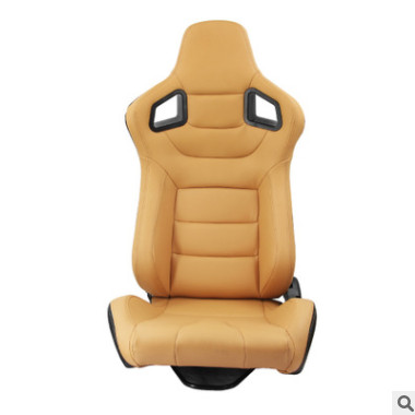 跨境热销改装米黄色PVC双调双滑轨可调节真皮赛车椅汽车安全座椅
