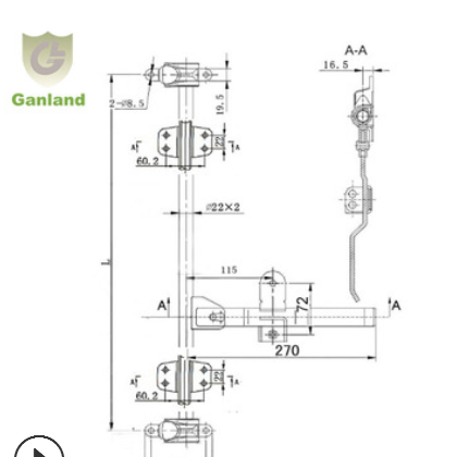 微小型货车配件 果蔬冷藏车 垃圾车后门锁杆不锈钢GL-11133S图3