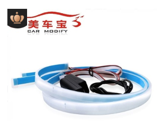 超薄外置双色导光条30cm 45cm 60cm双色流光灯汽车装饰转向灯图2