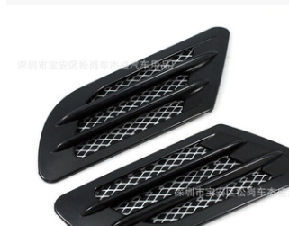 鲨鱼腮侧风口 汽车改装进 仿真通风口 引擎盖装饰风口 风网697图2
