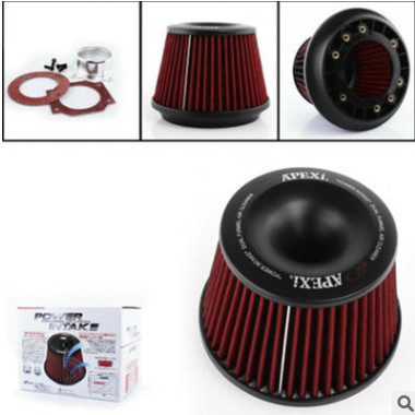 改装通用进气 76MM铝管空气过滤器 高流量冬菇头 8铜孔空滤图2