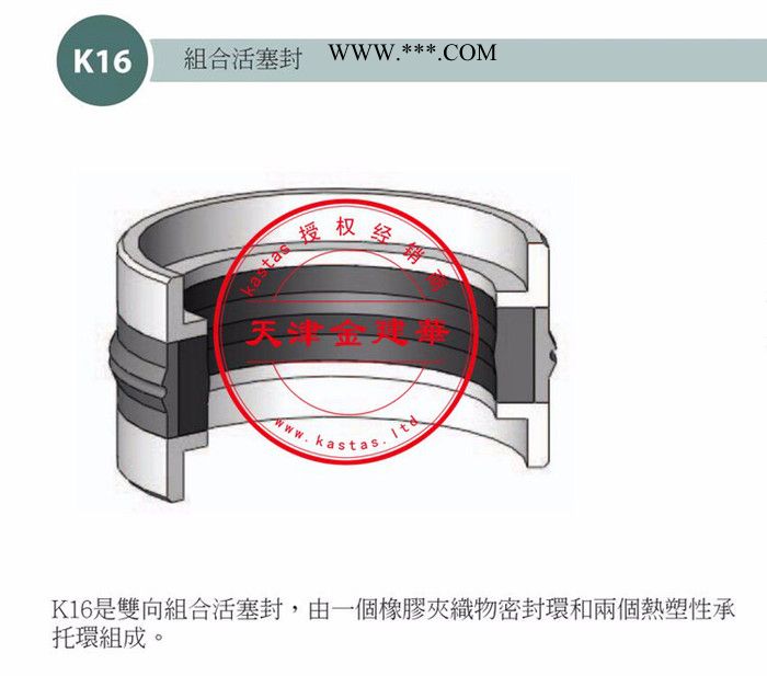 K16组合活塞封原装进口卡斯塔斯KASTAS组合密封件圈活塞密封件图3