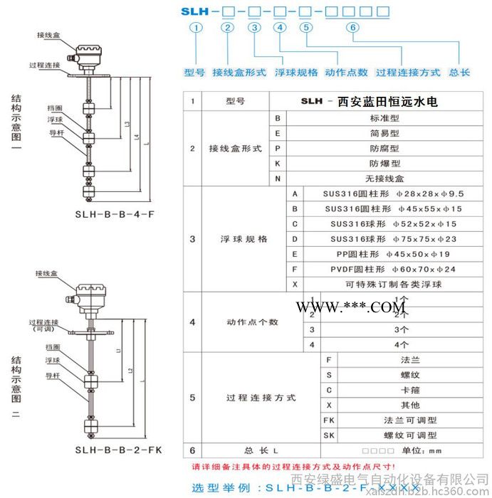 清仪SLH连杆浮球液位开关SLH-B-2-F-850样本、SLH-K-B-3-S-1350/SLH-P-B-2液位开关图2