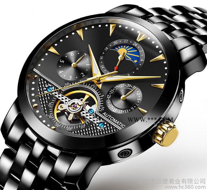 全自动陀飞轮机械表 日月星辰时尚商务男表 多功能夜光男士手表图2