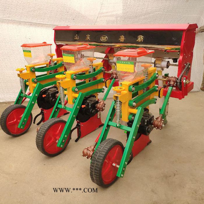 鲁霸三行六连杆悬浮式后传动玉米播种机 玉米精播机厂家图5