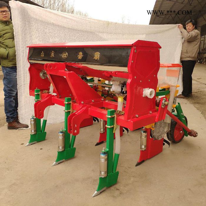 鲁霸三行六连杆悬浮式后传动玉米播种机 玉米精播机厂家图2