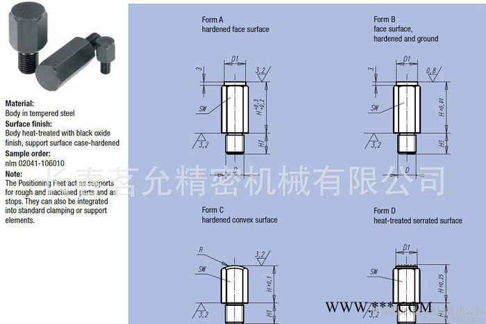 norelem 定位销 硬撞块 nlm 02041 Positioning Feet图3