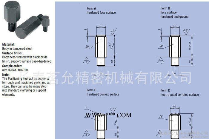norelem 定位销 硬撞块 nlm 02041 Positioning Feet图2