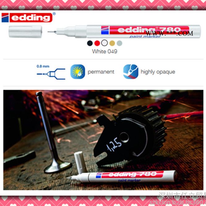 供应德国进口艾迪edding780油漆笔耐酒精耐高温不掉色金属记号补漆笔图4