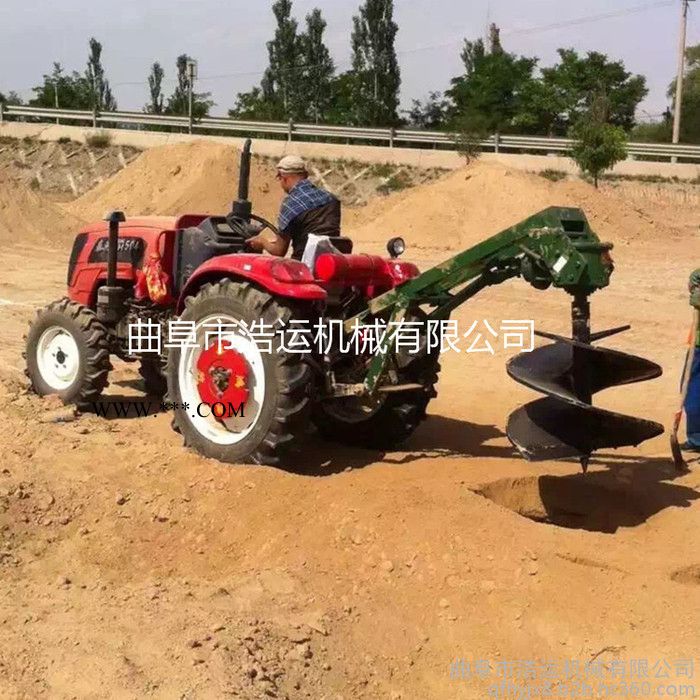 山东曲阜浩运机械山地植树栽树挖坑机 一机多用型拖拉机牵引式地钻 传动轴传动图6