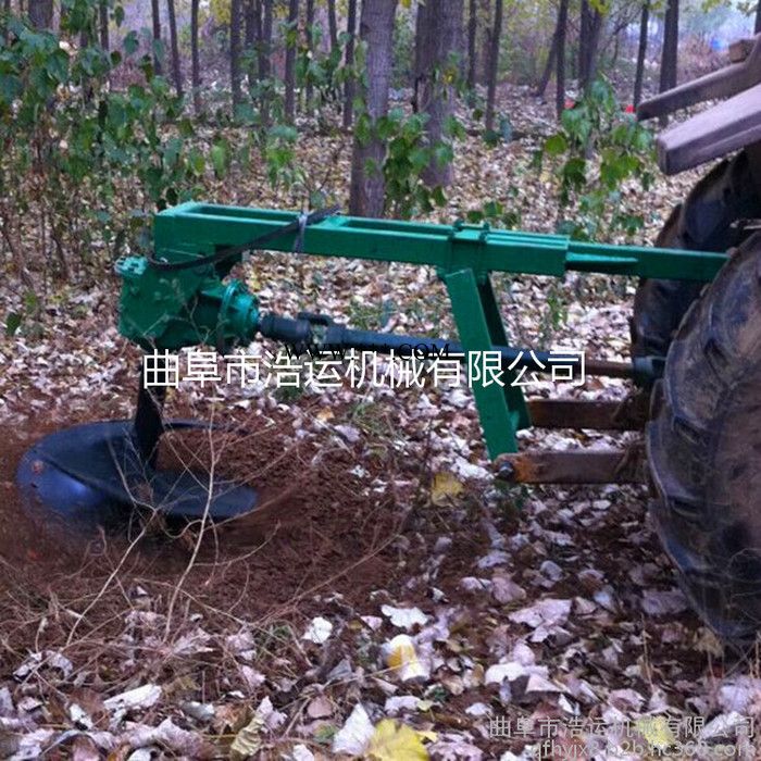 山东曲阜浩运机械山地植树栽树挖坑机 一机多用型拖拉机牵引式地钻 传动轴传动图3