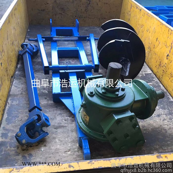 山东曲阜浩运机械山地植树栽树挖坑机 一机多用型拖拉机牵引式地钻 传动轴传动图5