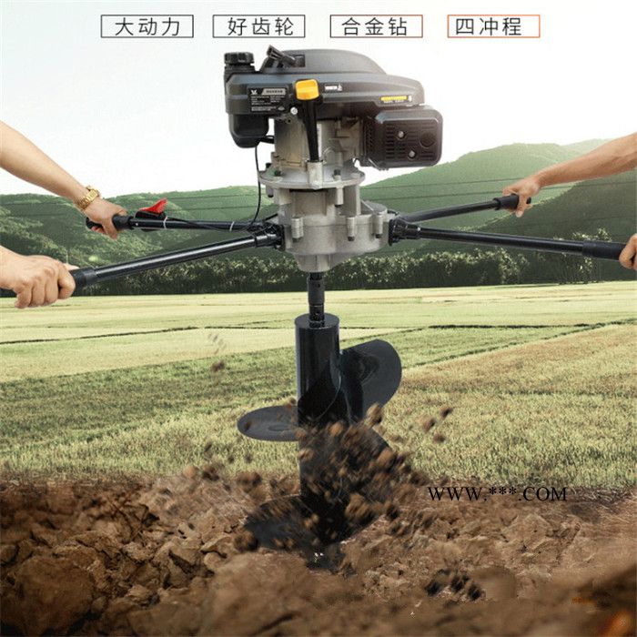 黏土沙质地挖坑机   便携支架式挖坑机  传动轴带动后悬挂式打坑机视频图6