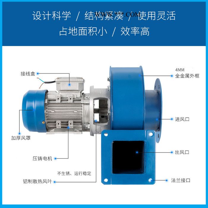 铝合金Y5-47小型锅炉引风机 小型耐高温鼓风机 采暖炉排尘抽风机 工业强力除尘离心风机 排尘排烟抽风机图4