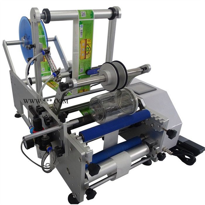 半自动圆瓶口服液消毒液贴标设备 玻璃水圆瓶贴标机图6