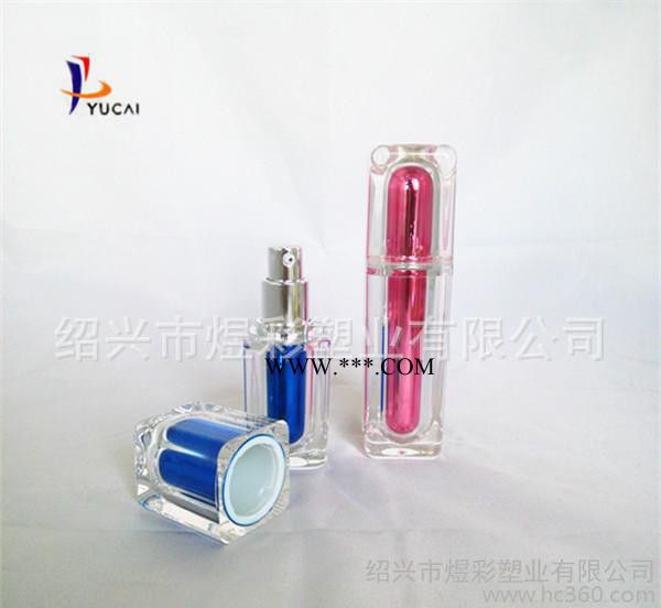 精华乳液瓶 15ml亚克力 四方水晶瓶 镀膜蓝色图2