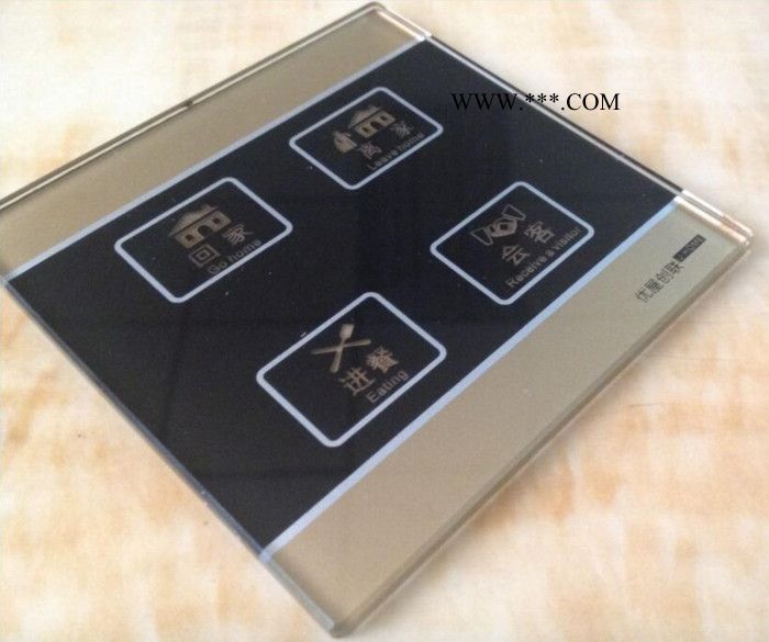 直销钢化玻璃加工 触摸式墙壁开关面板专用 镀膜面板玻璃图2