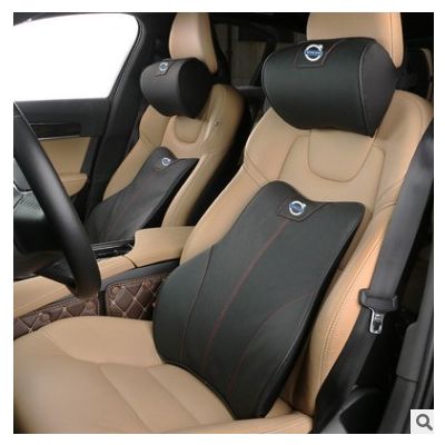 沃尔沃汽车头枕XC60S90XC90s60l腰靠车用座椅真皮护颈枕装饰用品