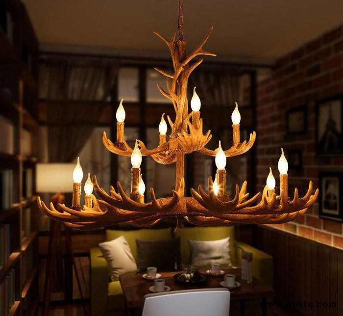 复古鹿角吊灯餐厅酒吧鹿角灯 吊灯创意个性美式乡村复古欧式吧台图2