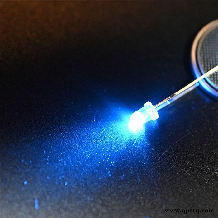 直插led灯珠3mm雾状透明蓝光长脚圆头有边f3白发蓝无边灯珠led指示灯珠图4
