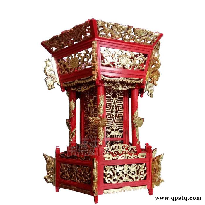 批发香樟木仿红木精雕琉璃灯寺院大殿六角八角灯祠堂神主牌位供应图3