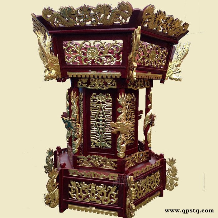 批发香樟木仿红木精雕琉璃灯寺院大殿六角八角灯祠堂神主牌位供应图2