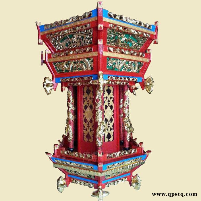 批发香樟木仿红木精雕琉璃灯寺院大殿六角八角灯祠堂神主牌位供应图4