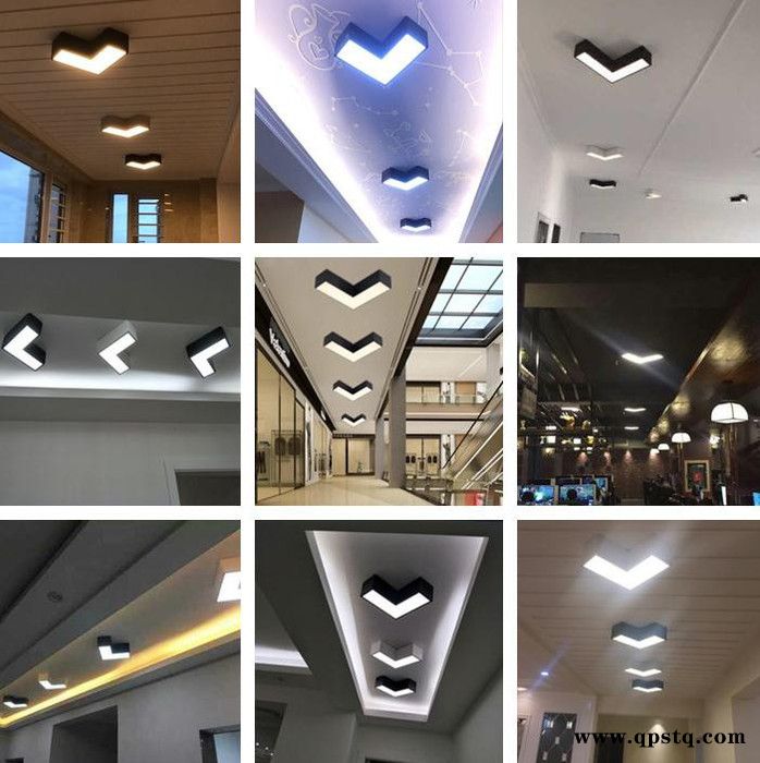箭头几何led吊灯网咖商场现代简约走廊吸顶灯过道直角灯组合灯具图3