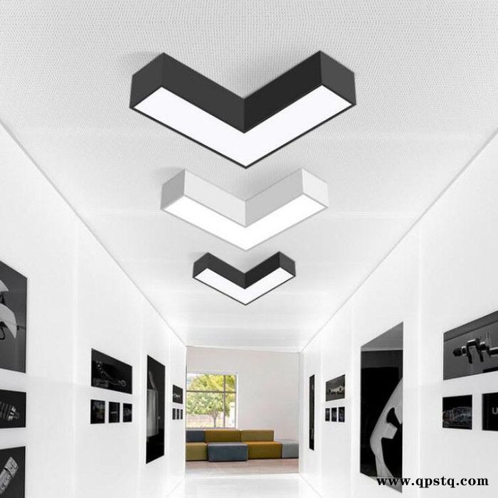 箭头几何led吊灯网咖商场现代简约走廊吸顶灯过道直角灯组合灯具图8