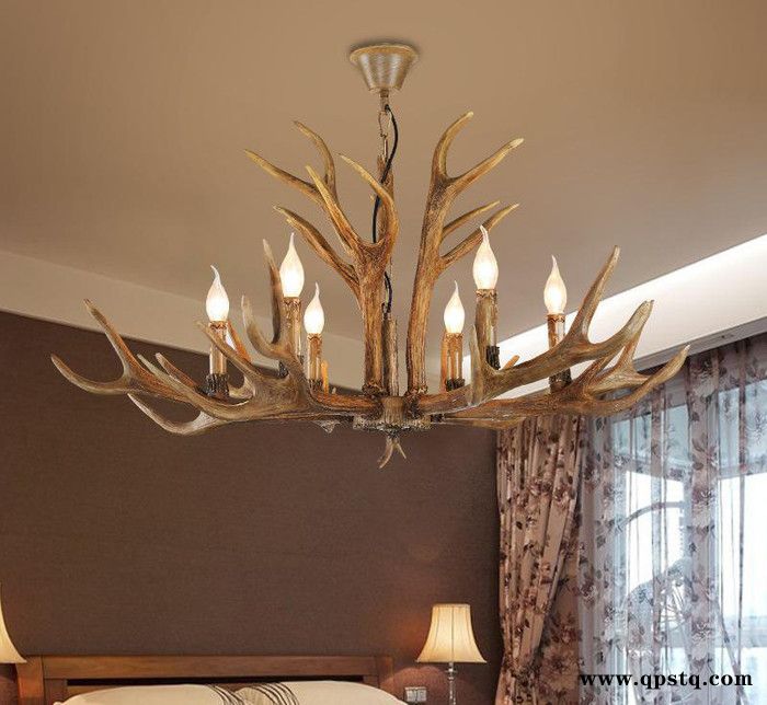 咖啡厅复古怀旧艺术吊灯欧式鹿角灯美式客厅餐厅吊灯酒吧创意吊灯图2