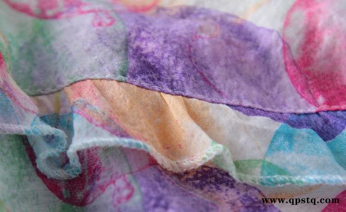 2015夏季新款韩版女装七彩扎染木耳边灯笼袖宽松天丝棉短袖衬图3