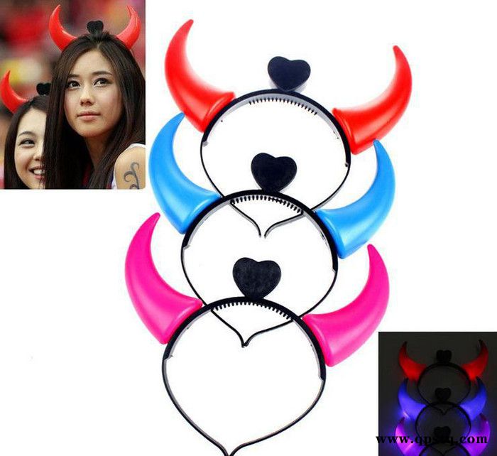 牛角灯 牛角头箍头饰闪光灯 玩具助威道具发光圣诞节装扮SD-图2