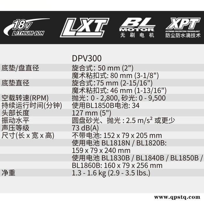 牧田makita充电式抛光机18V无线汽车抛光机DPV300车用小型家用车漆打蜡DPV300Z抛光机裸机不含电池充电器图6