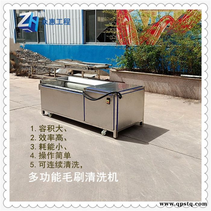 众惠800型洗猪头猪蹄洗羊蹄清洗机 土豆去皮机 蔬菜304不锈钢毛刷清洗剂图2