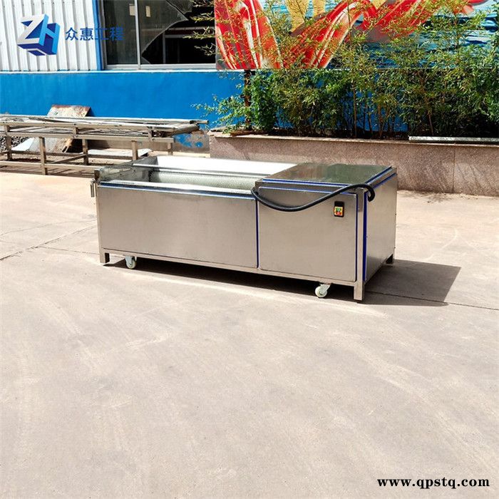 众惠800型洗猪头猪蹄洗羊蹄清洗机 土豆去皮机 蔬菜304不锈钢毛刷清洗剂图7