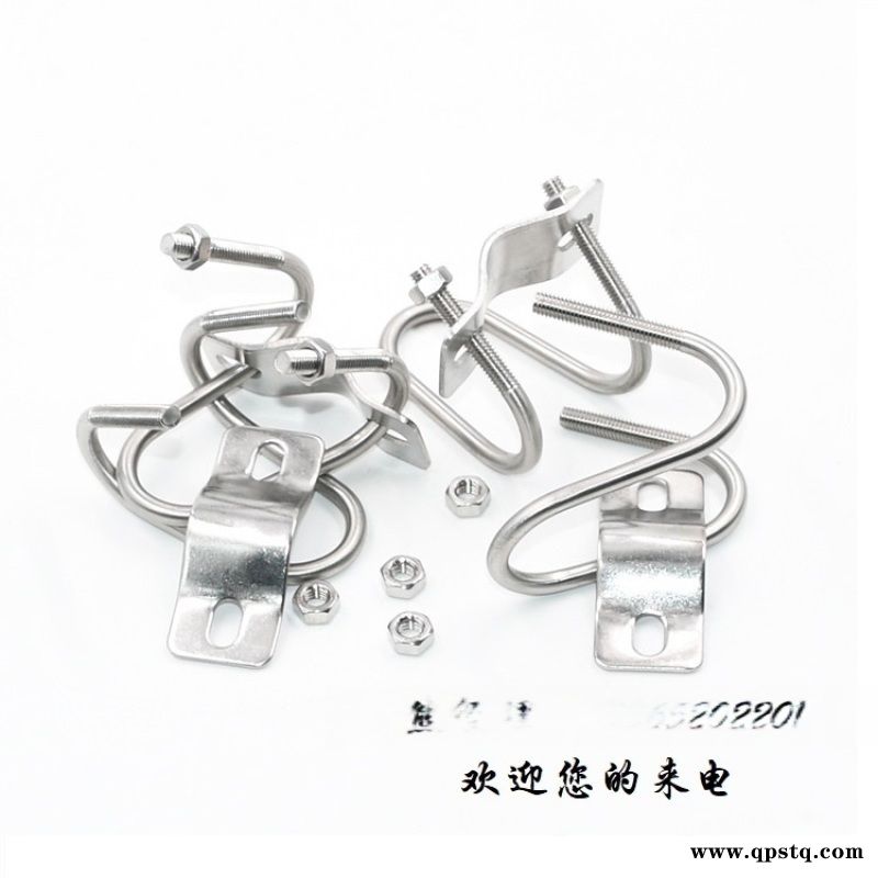 304不锈钢双U螺栓 十字U型养猪设备畜牧大棚管卡图2
