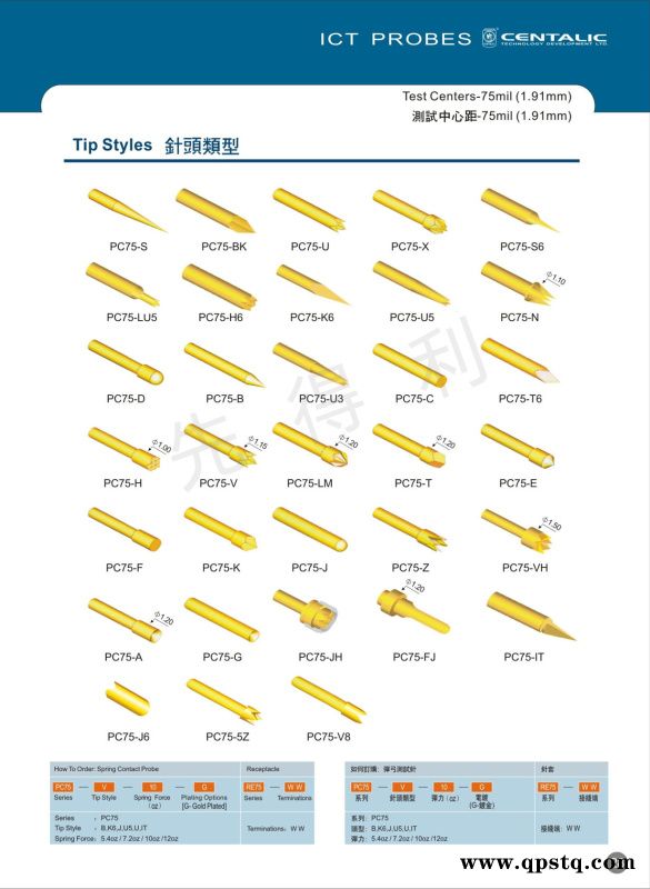 ICT测试探针厂家直销先得利PC75系列弹簧测试探针图3