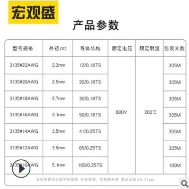 硅胶线3135-22 20 18 16 14 12 10awg高温耐寒照明电器汽车连接线