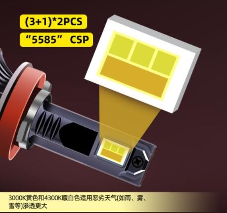 三色led汽车大灯h4 h7汽车前照灯改装车灯大功率远近一体大灯批发图2