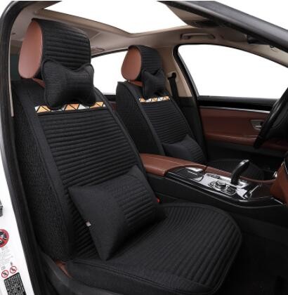 适用大众朗逸卡罗拉网红亚麻汽车坐垫四季通用全包围通风夏季凉垫图3