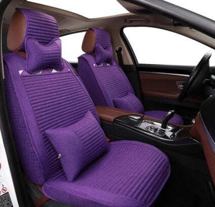 适用大众朗逸卡罗拉网红亚麻汽车坐垫四季通用全包围通风夏季凉垫图2