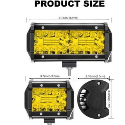 汽车led灯 工作灯 三排7英寸改装射灯黄色120w长条越野车顶检修灯