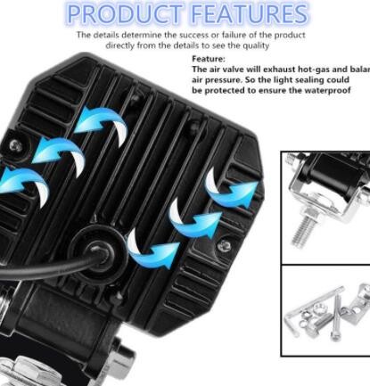 汽车摩托车工作灯通用LED大灯20W带光圈 改装配件天使眼雾灯 射灯图3