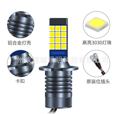 亚马逊爆款汽车led前雾灯双色雾灯3030 24灯H3超亮汽车前雾灯改装图3